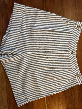Molly Bracken Gray + White Striped High-Waisted Shorts NWT